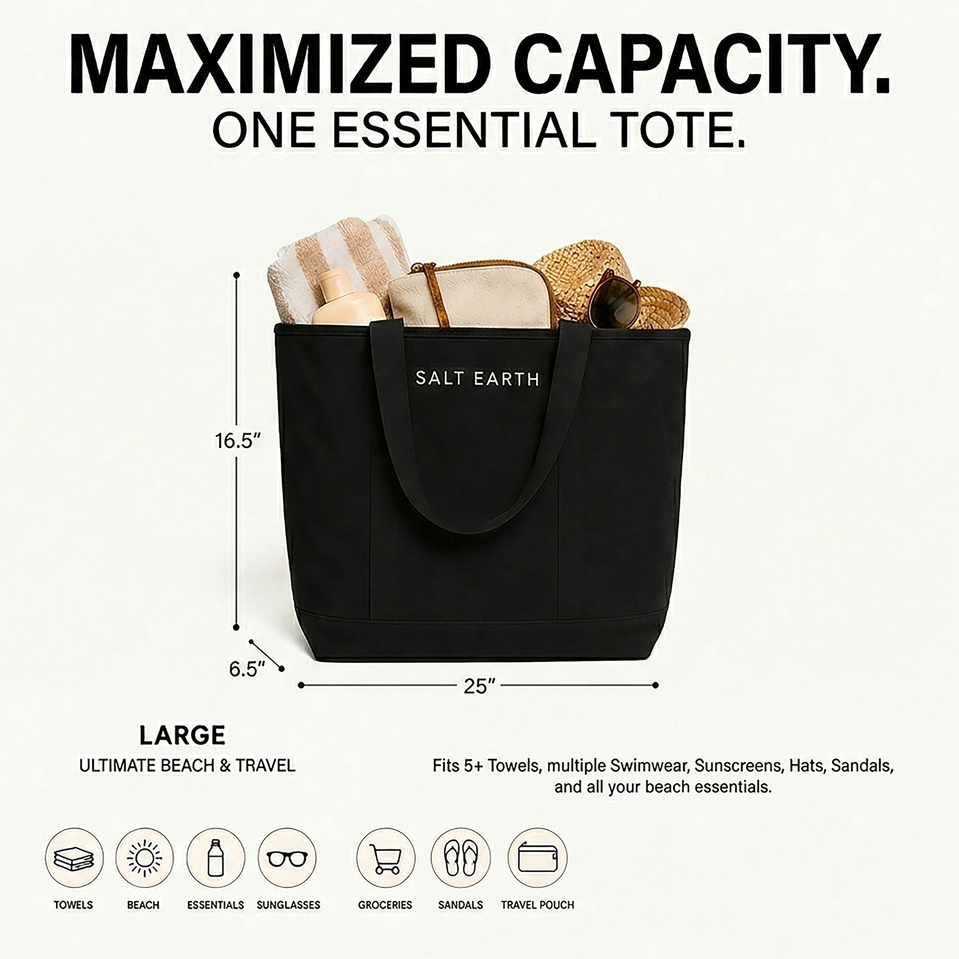 Trio Tote Black Pack of 3 Large