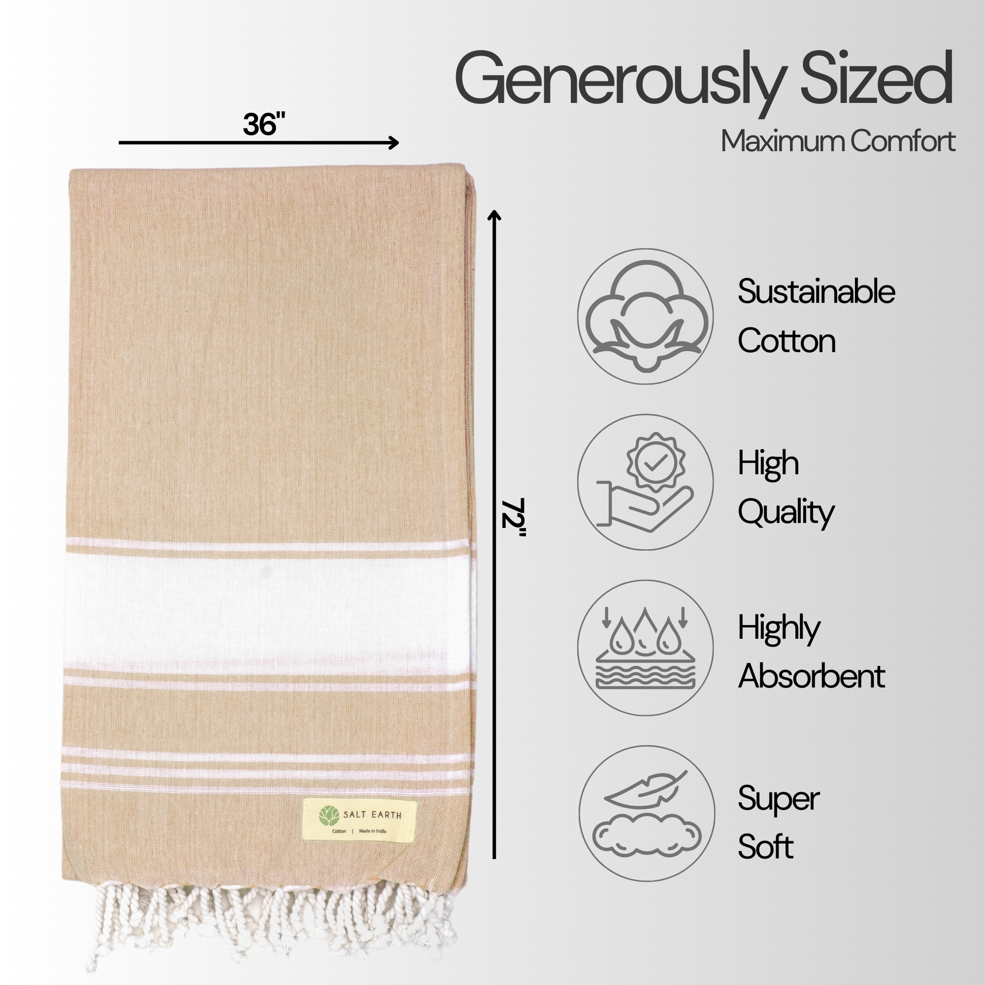 Cotton Turkish Beach Towel Set Of 2 Large Quick Dry Bath